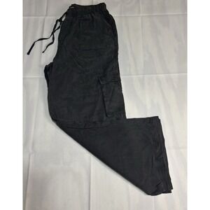 NWOT BECOOL 100% TENCEL HIGH RISE‎ DRAWSTRING WIDE LEG CARGO PANTS WOMENS SZ L